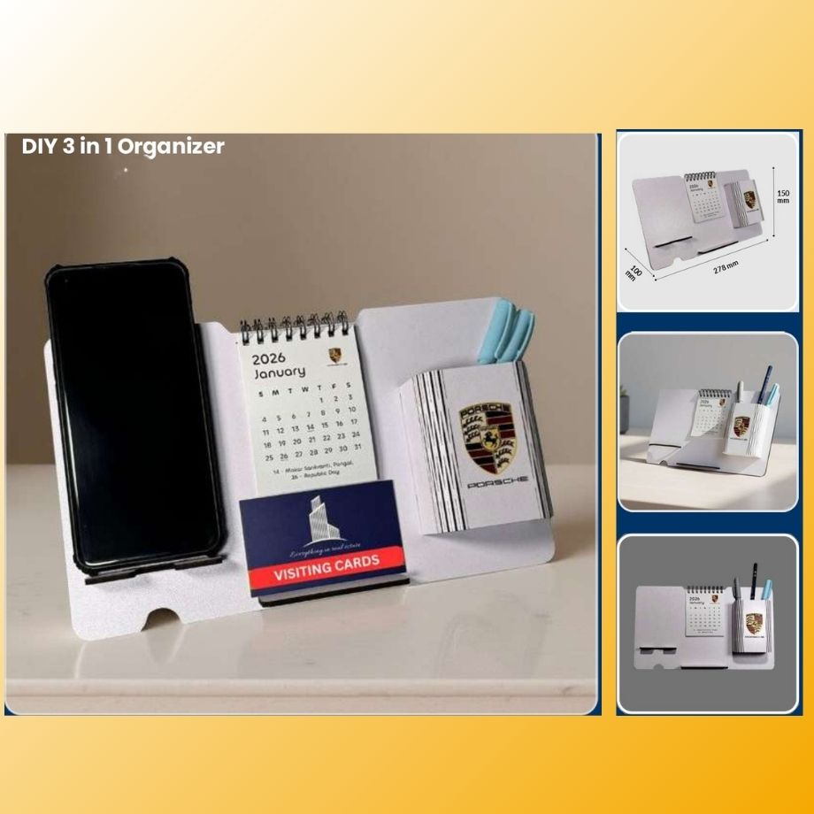 DIY 3 in 1 Desk Organizer with Calendar